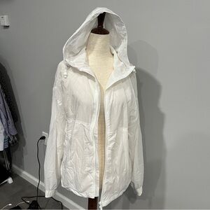 Peach White Activewear Mitsu‎ Jacket with Hood and Lightweight Design Small